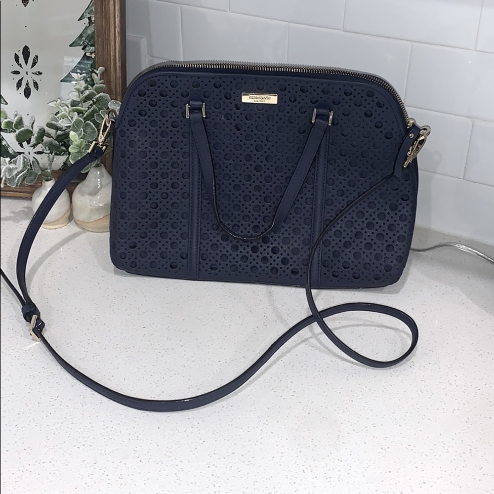 KATE SPADE SMALL RACHELLE FRENCH NAVY HANDBAG